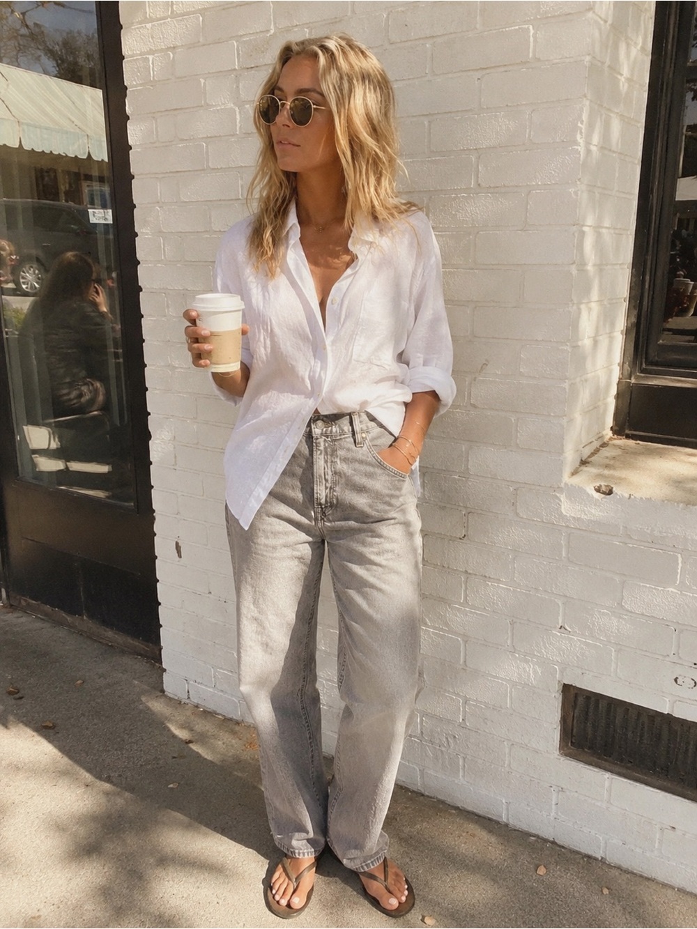 Loose Fit Gray Neutral Wash Jeans 34x34 / 14/6 Boyfriend Relaxed Minimalist